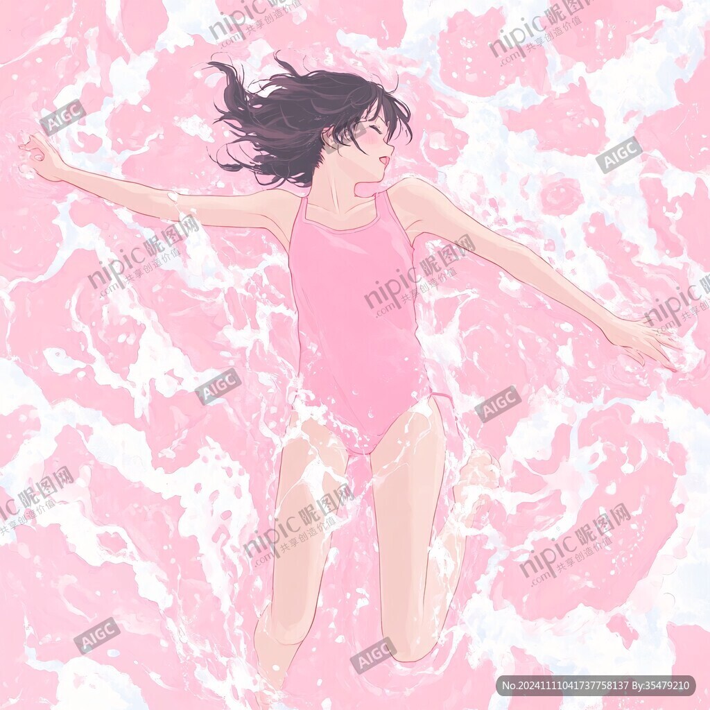 游泳女孩儿插画