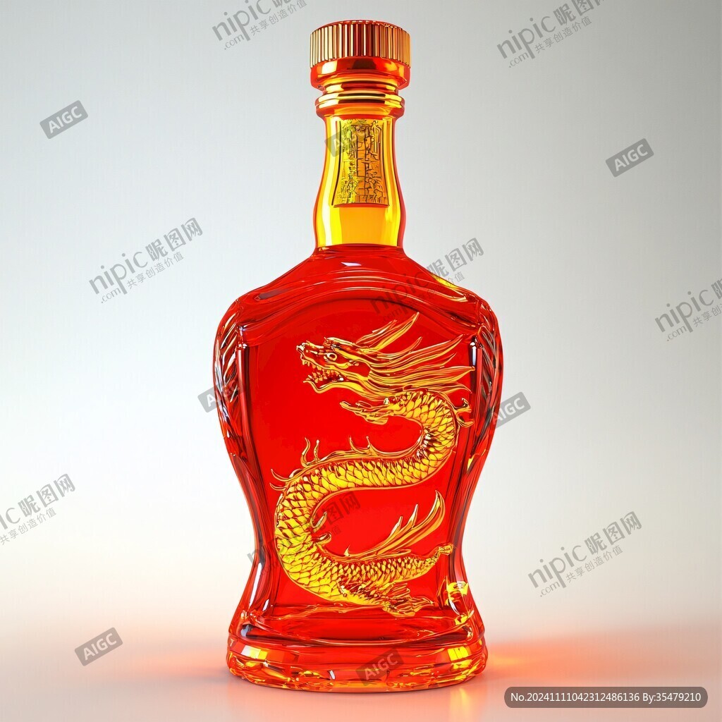 白酒瓶设计双龙戏珠