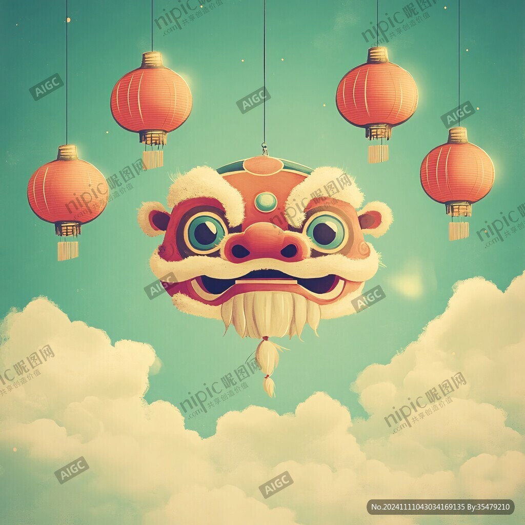 舞狮扁平化设计