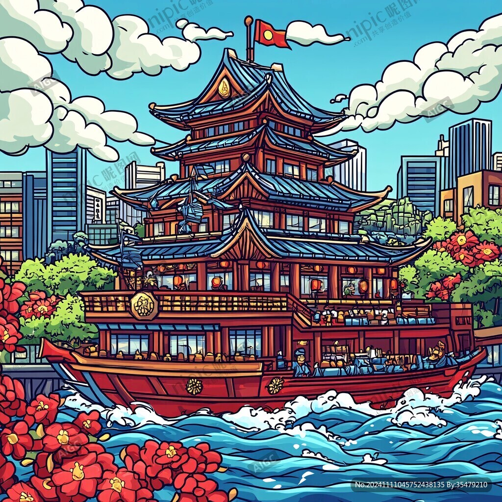 甲秀楼插画