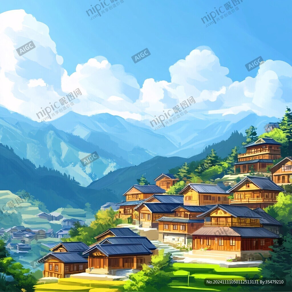 融水县风光插画