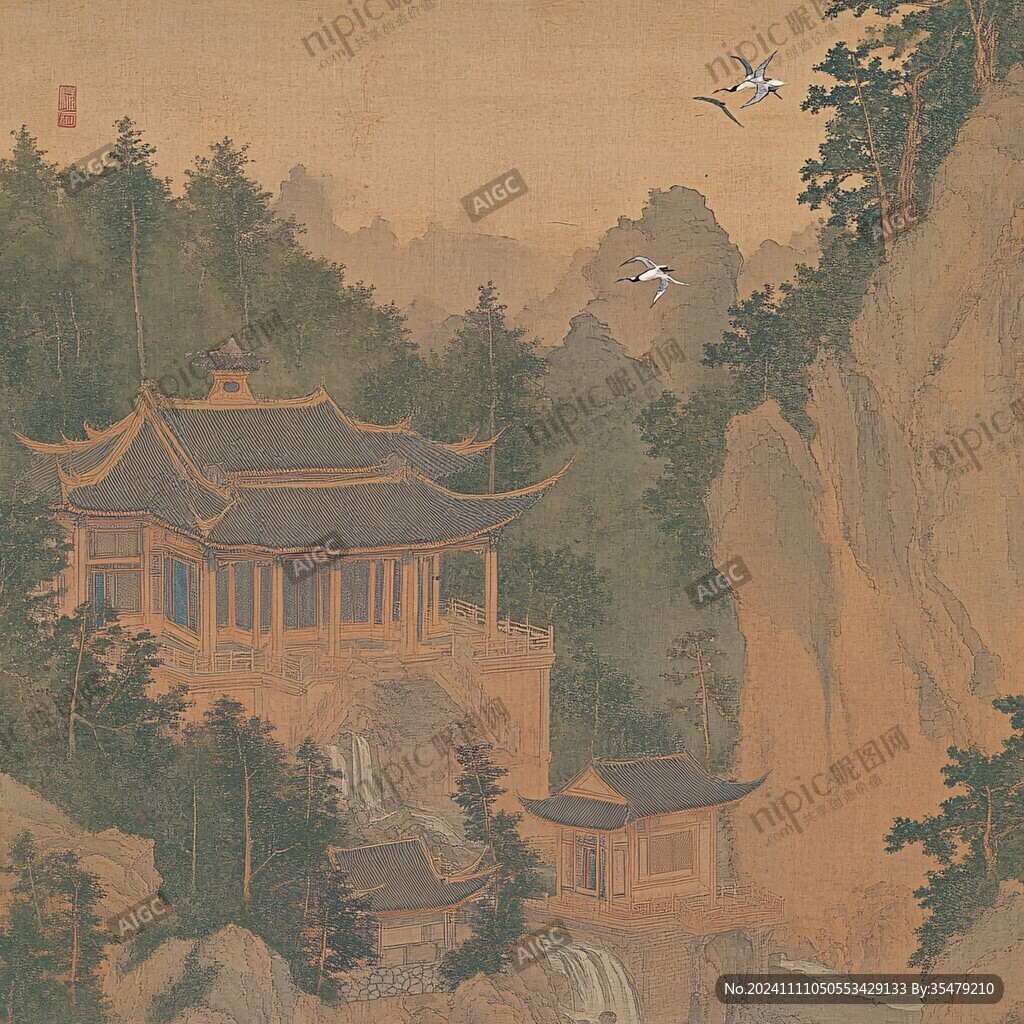 插画爱晚亭