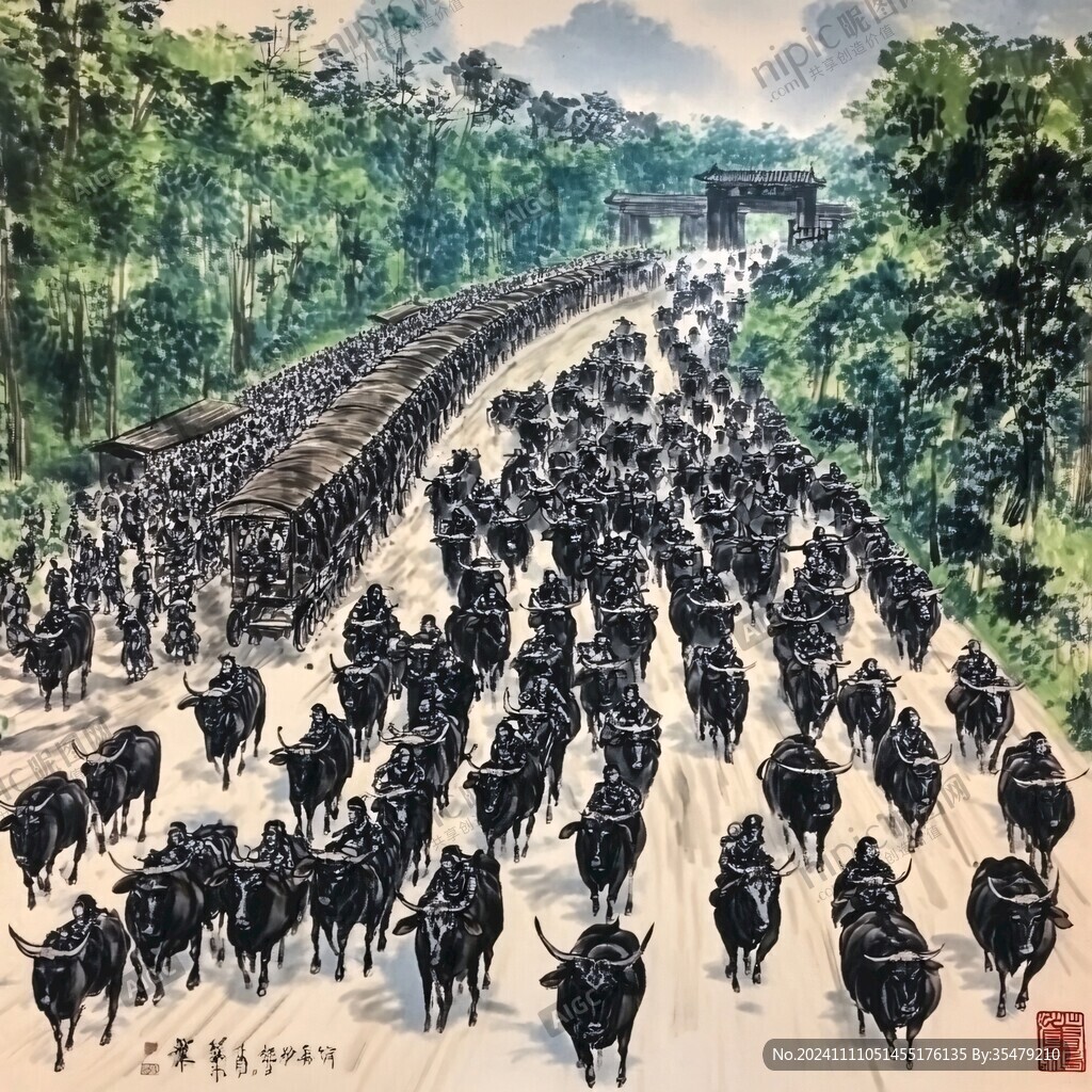 牛车出行图