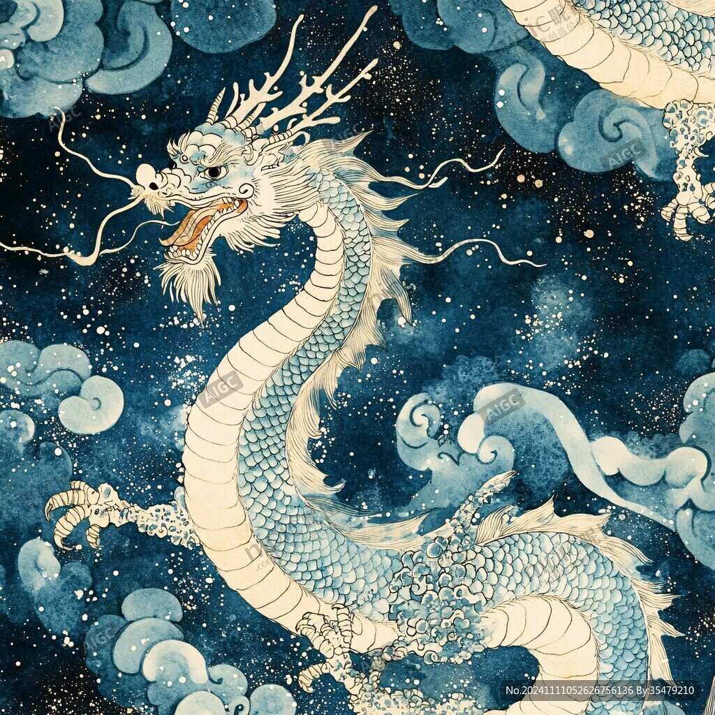 双龙戏珠插画