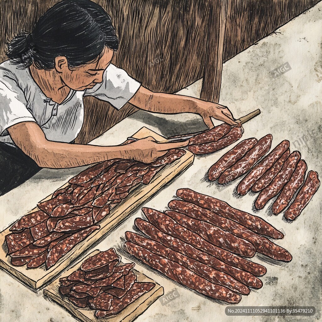 腊肠工艺插画