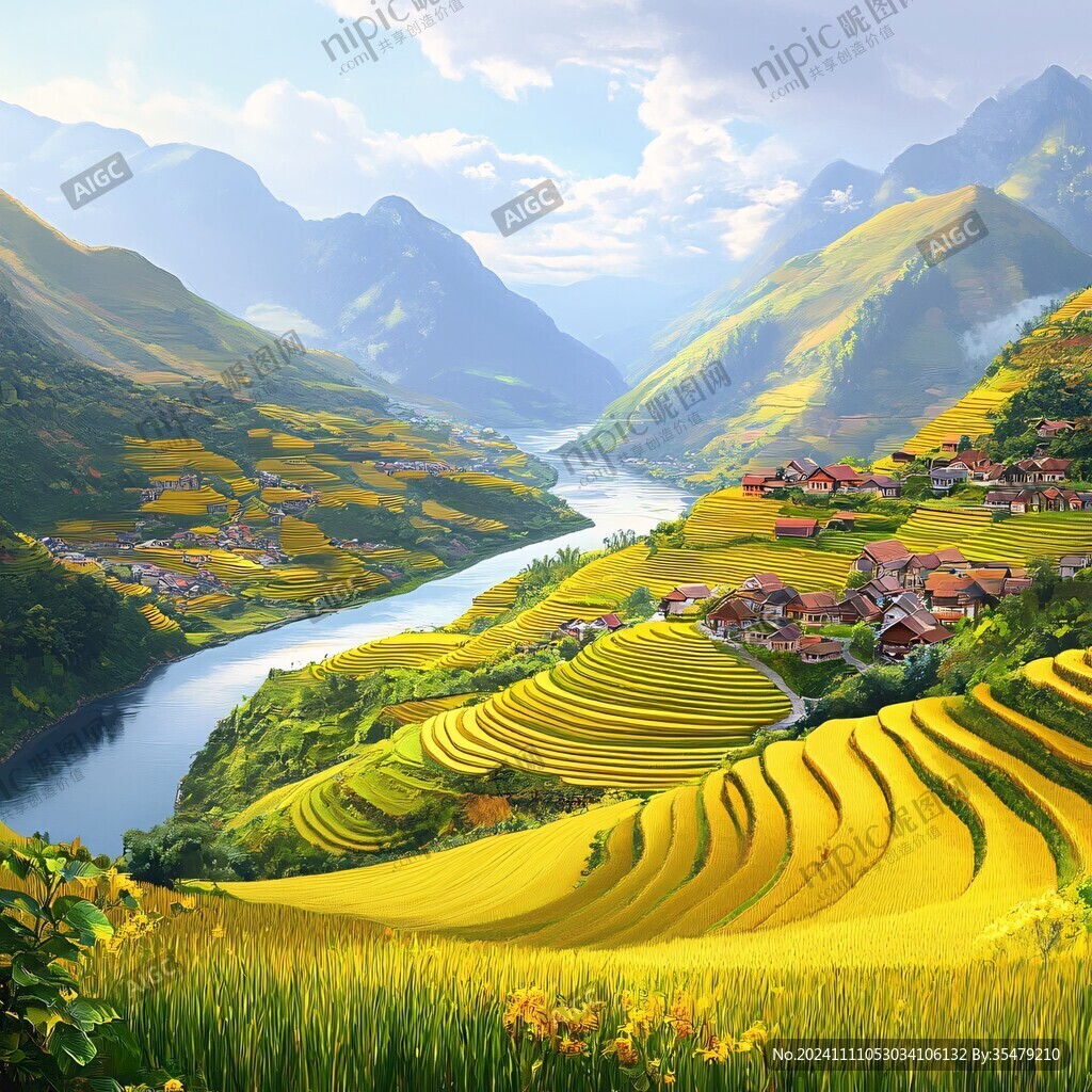 梦幻中国美田园风景