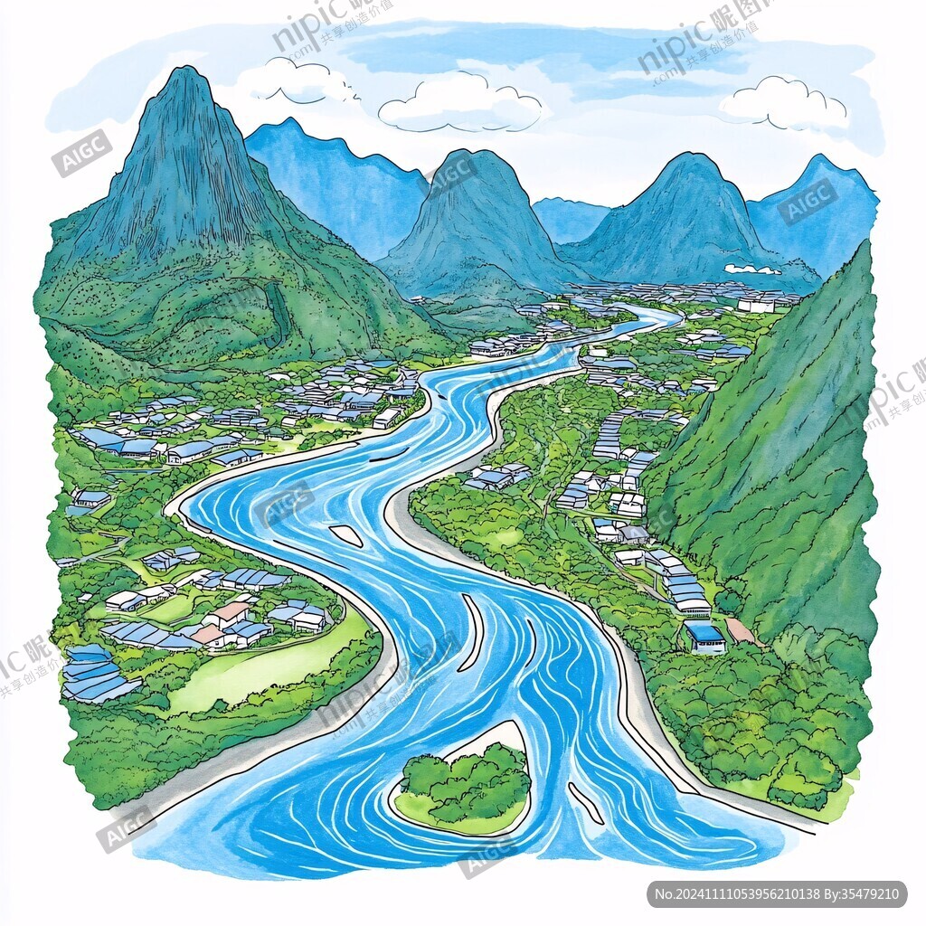 长江流域插画