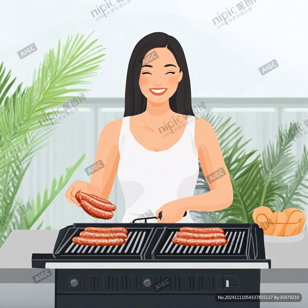 烧烤美插画