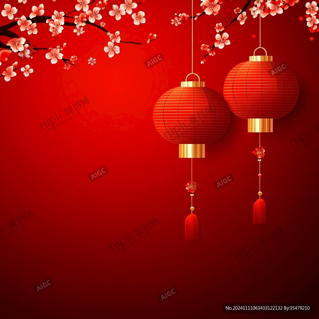 灯笼梅花背景图
