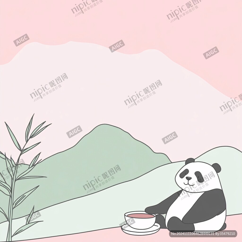熊猫茶叶插画