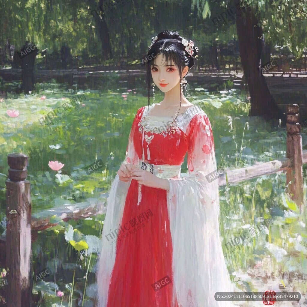 红衣少女设计古风
