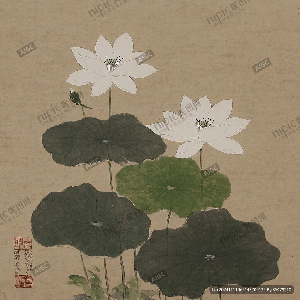 工笔金莲花