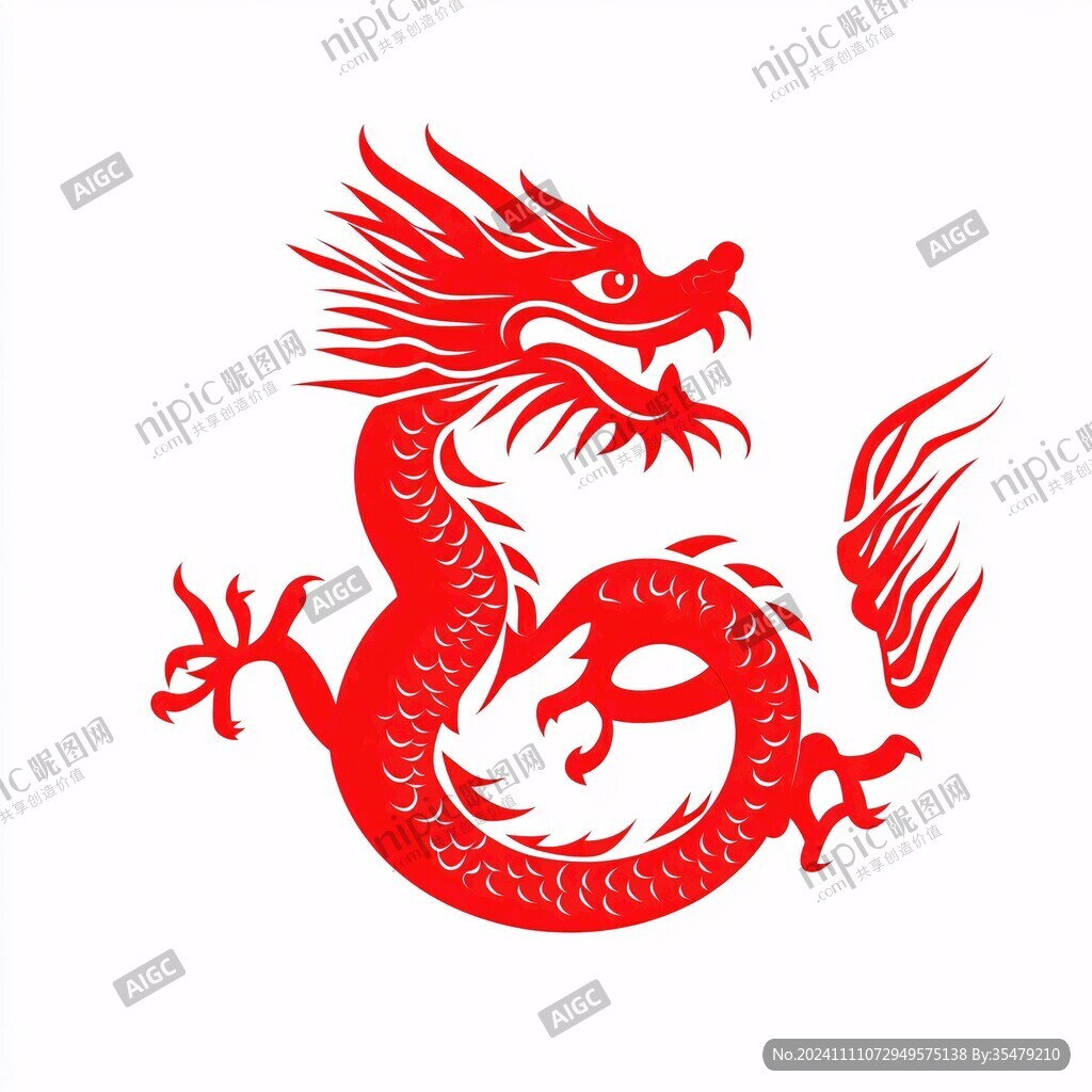 红色中国风龙手绘