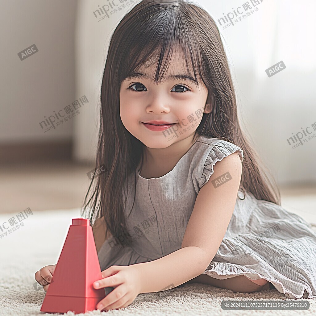 搭积木的小姑娘