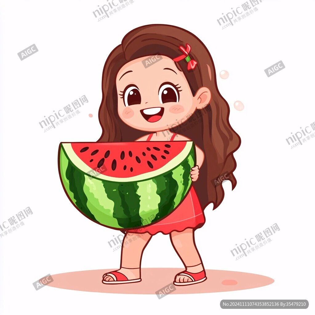 西瓜水蜜桃卡通女孩