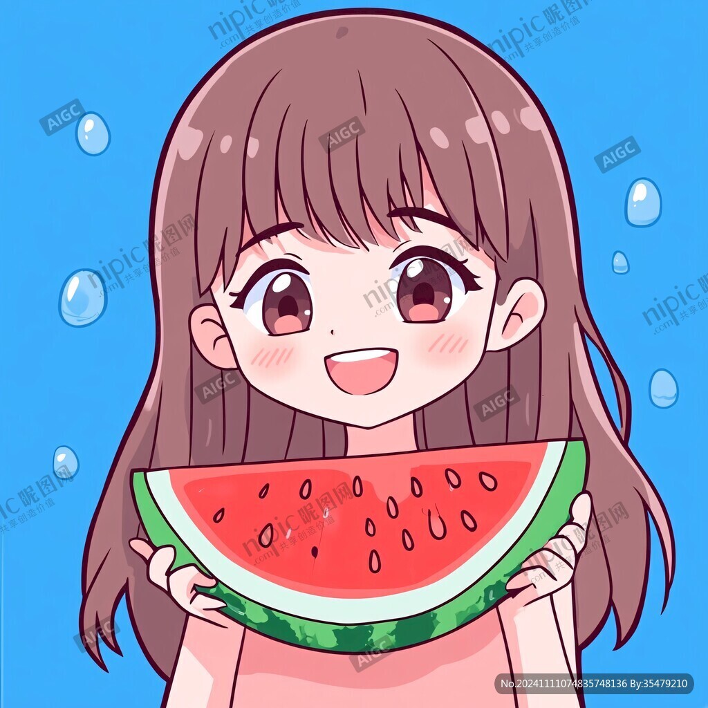 西瓜水蜜桃卡通女孩