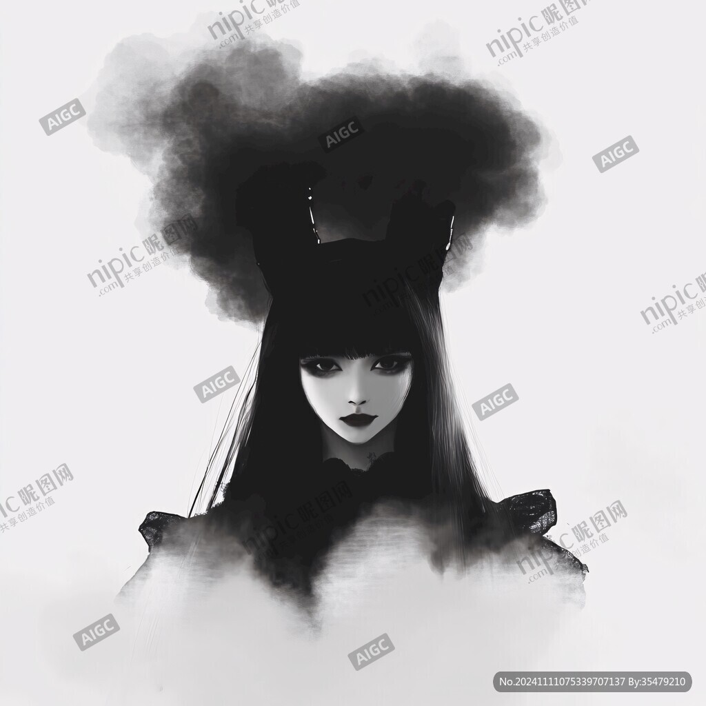 女生头像黑白稿