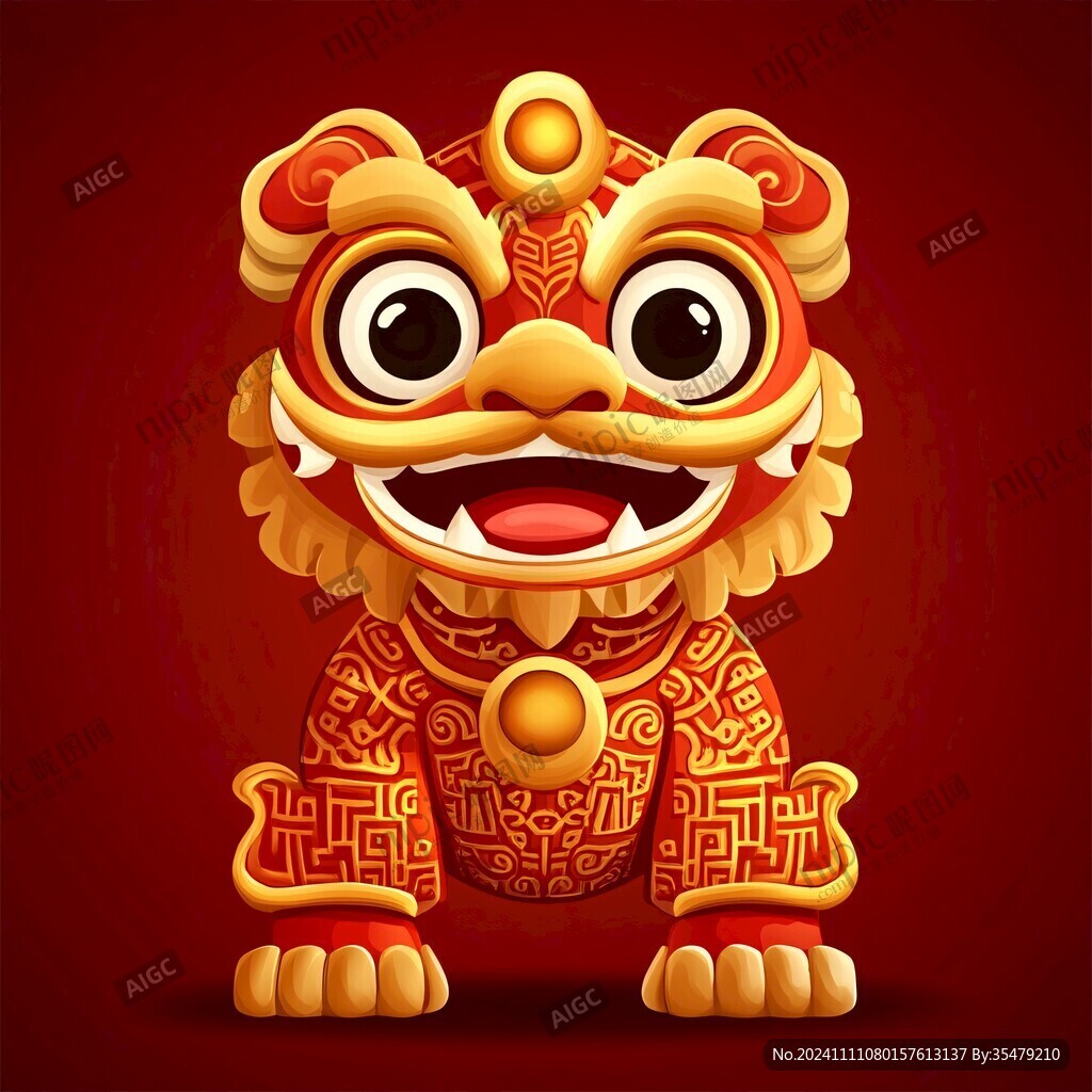 卡通舞狮人物