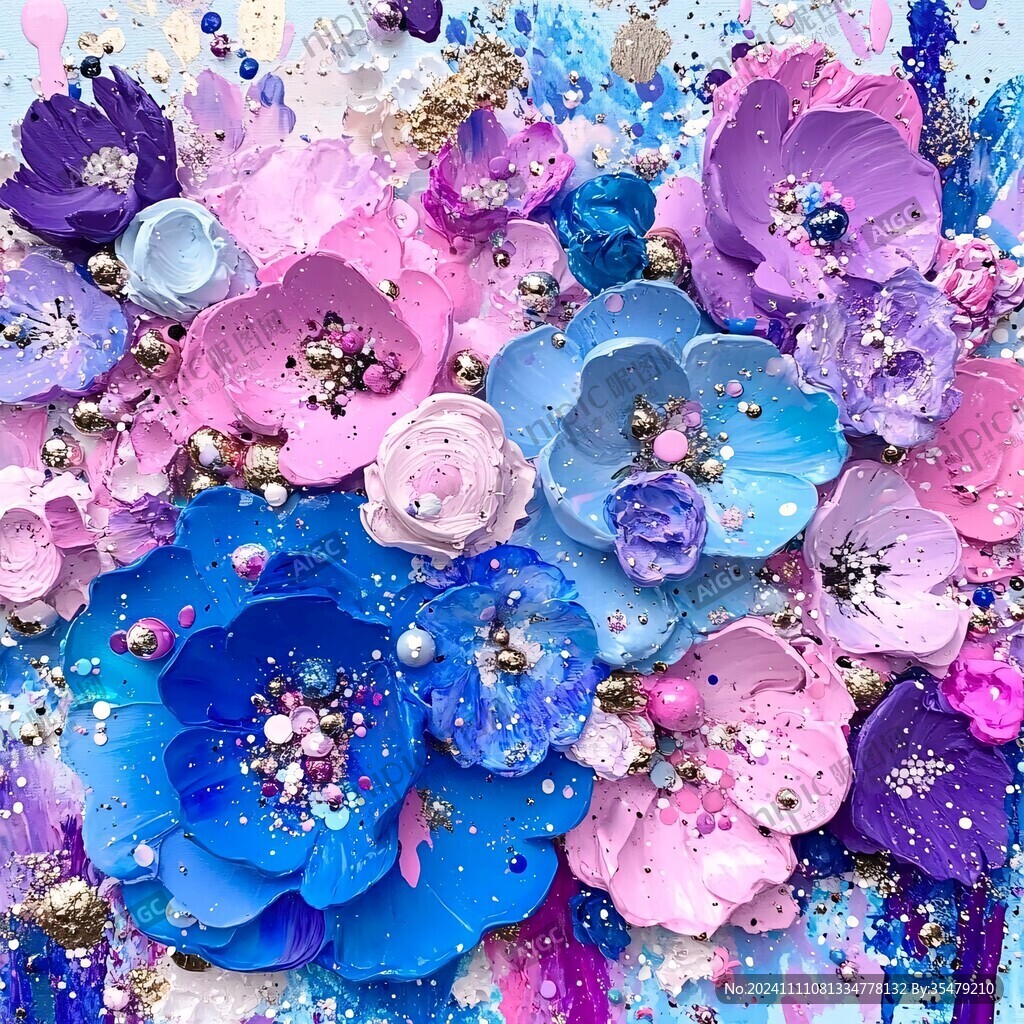 3d浮雕缤纷花卉