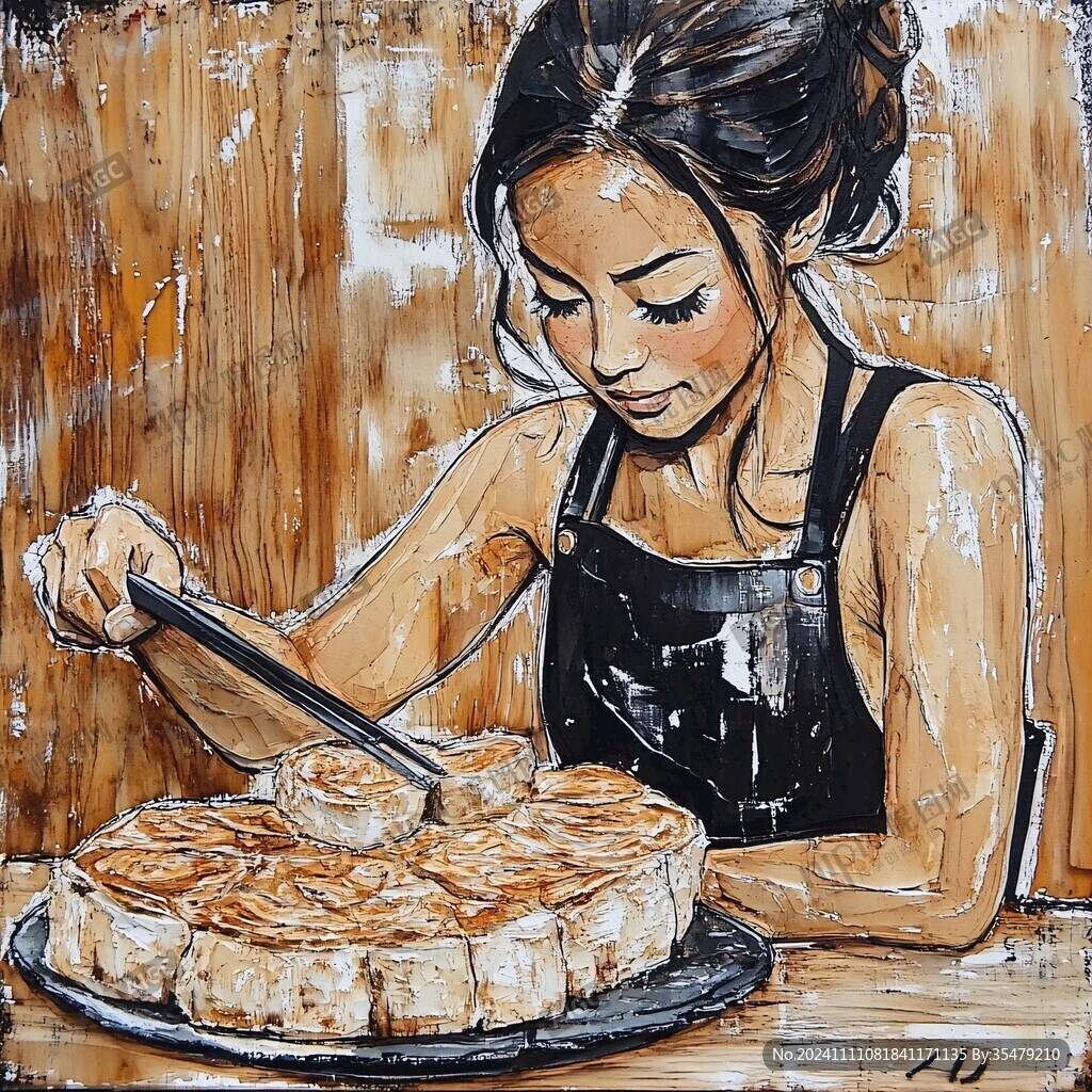 美女插画月饼