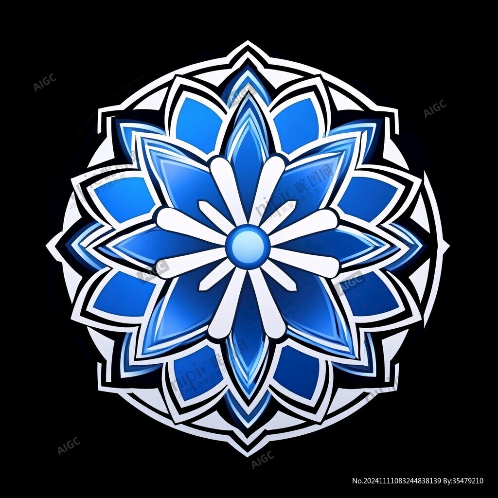 蓝色立体对称花纹