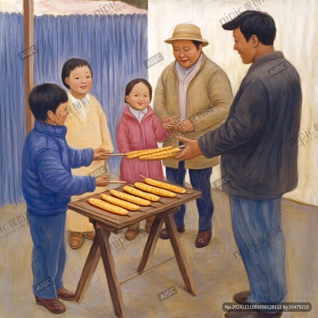 卖灯芯糕插画