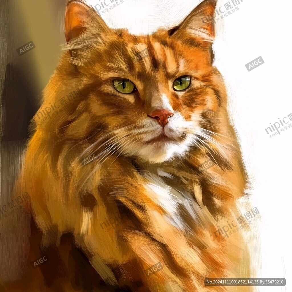 写实猫毛茸茸宠物插画