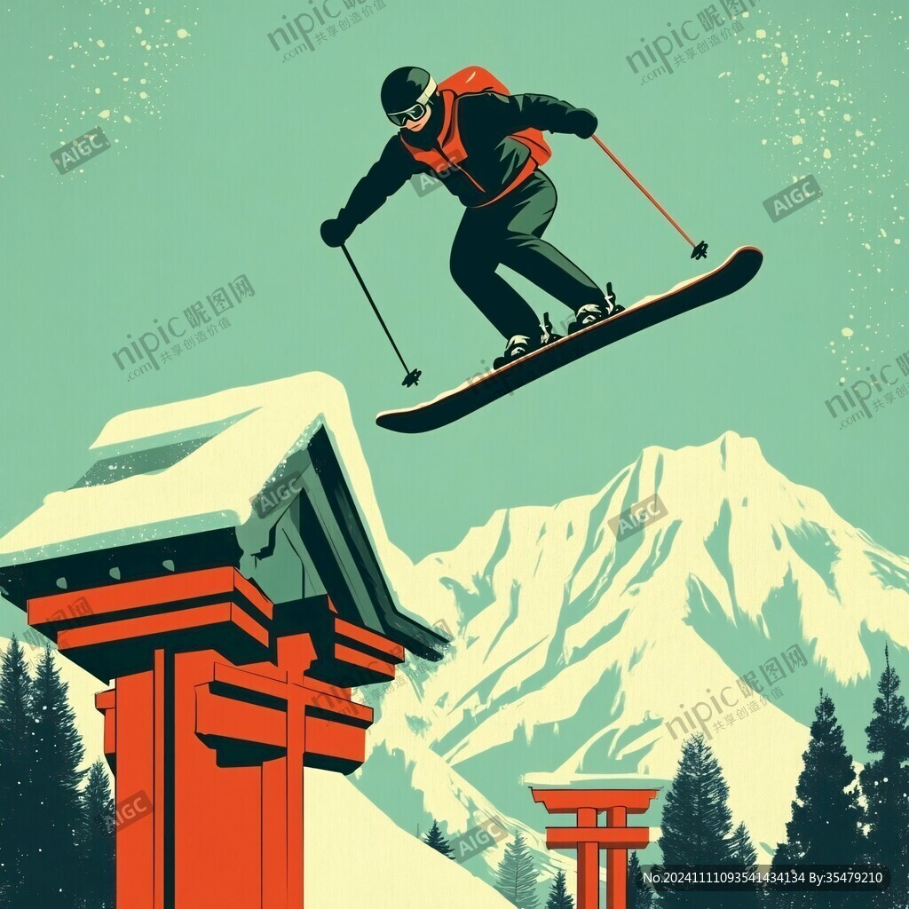 滑雪插画