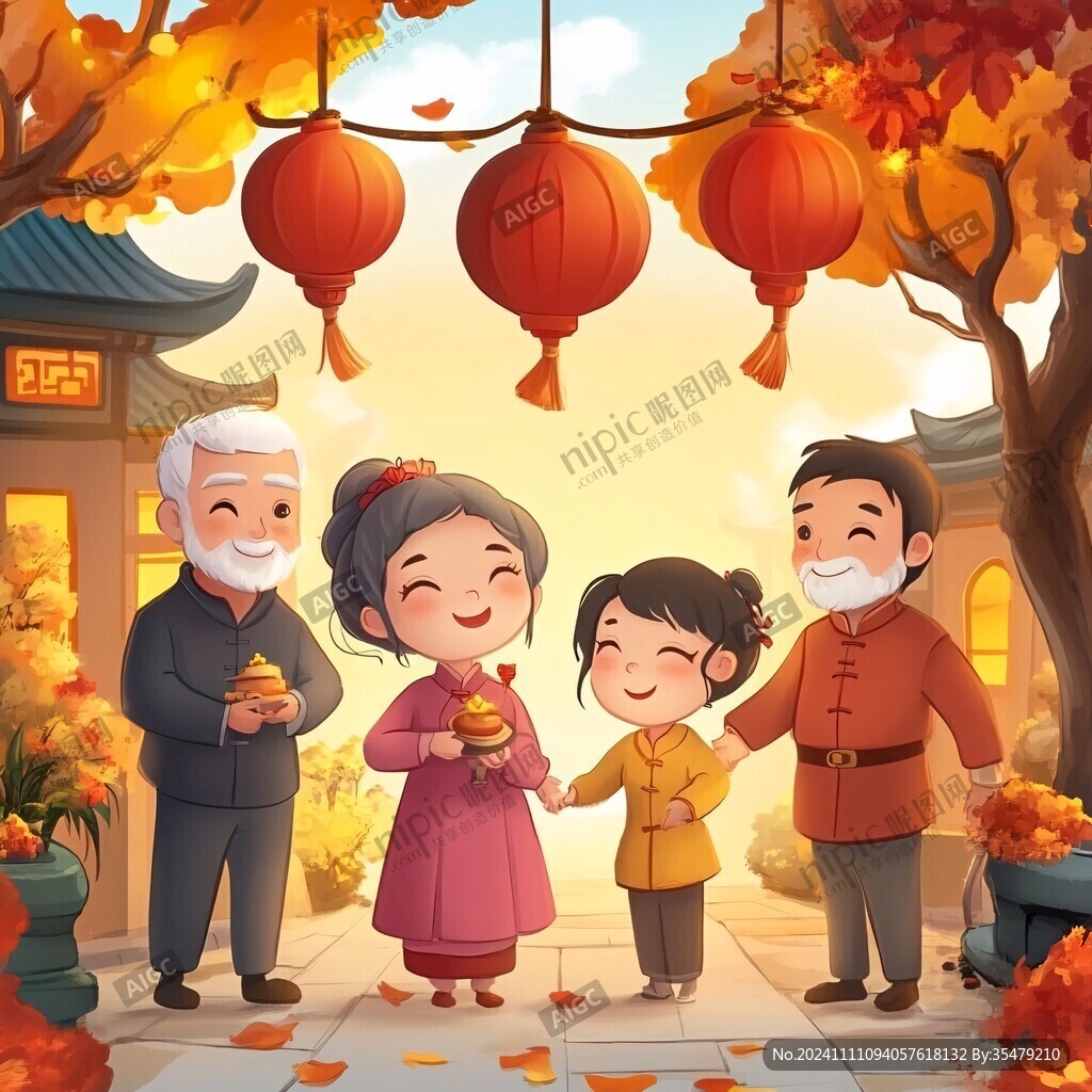 家庭团圆年俗微笑