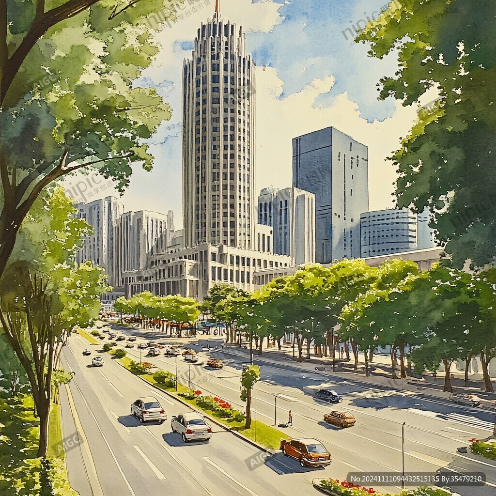 闹市插画