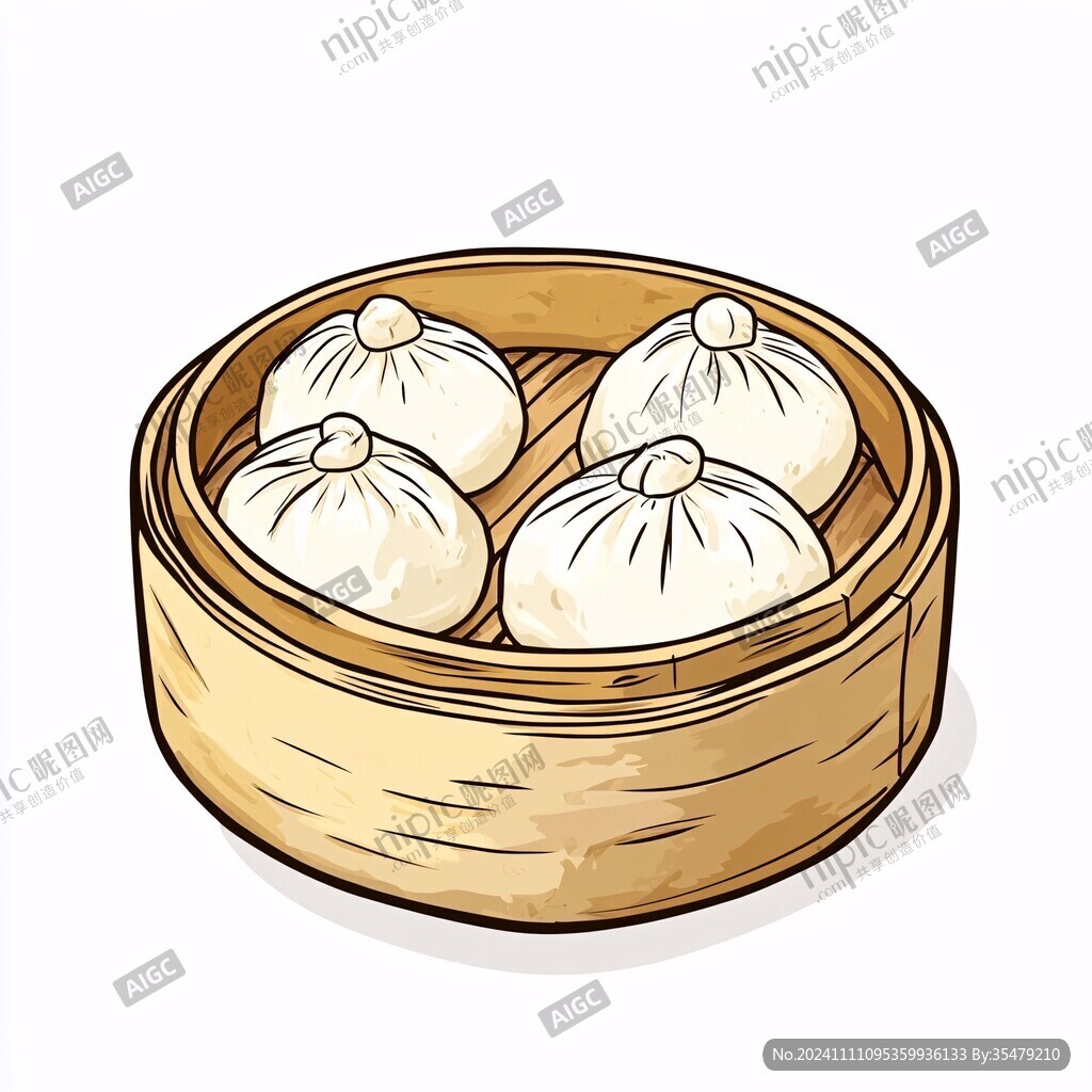 蒸包子插画