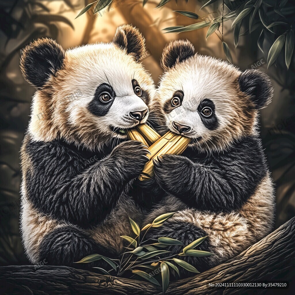 写实熊猫插画