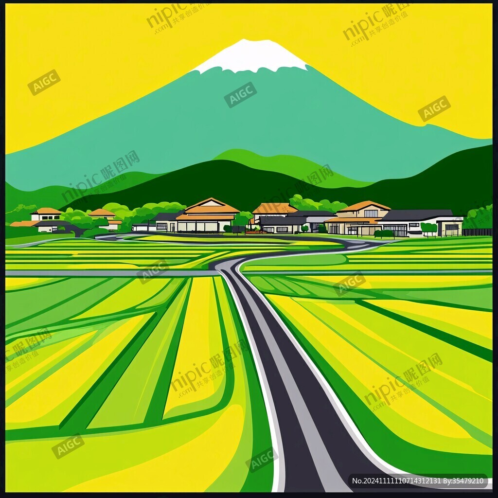 天然食品山村田野风景