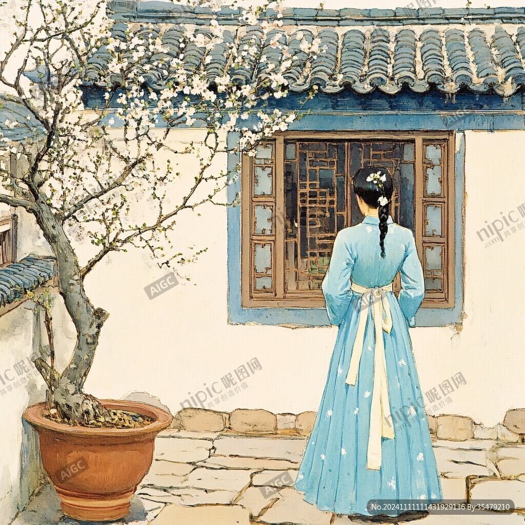 农家女国风插画