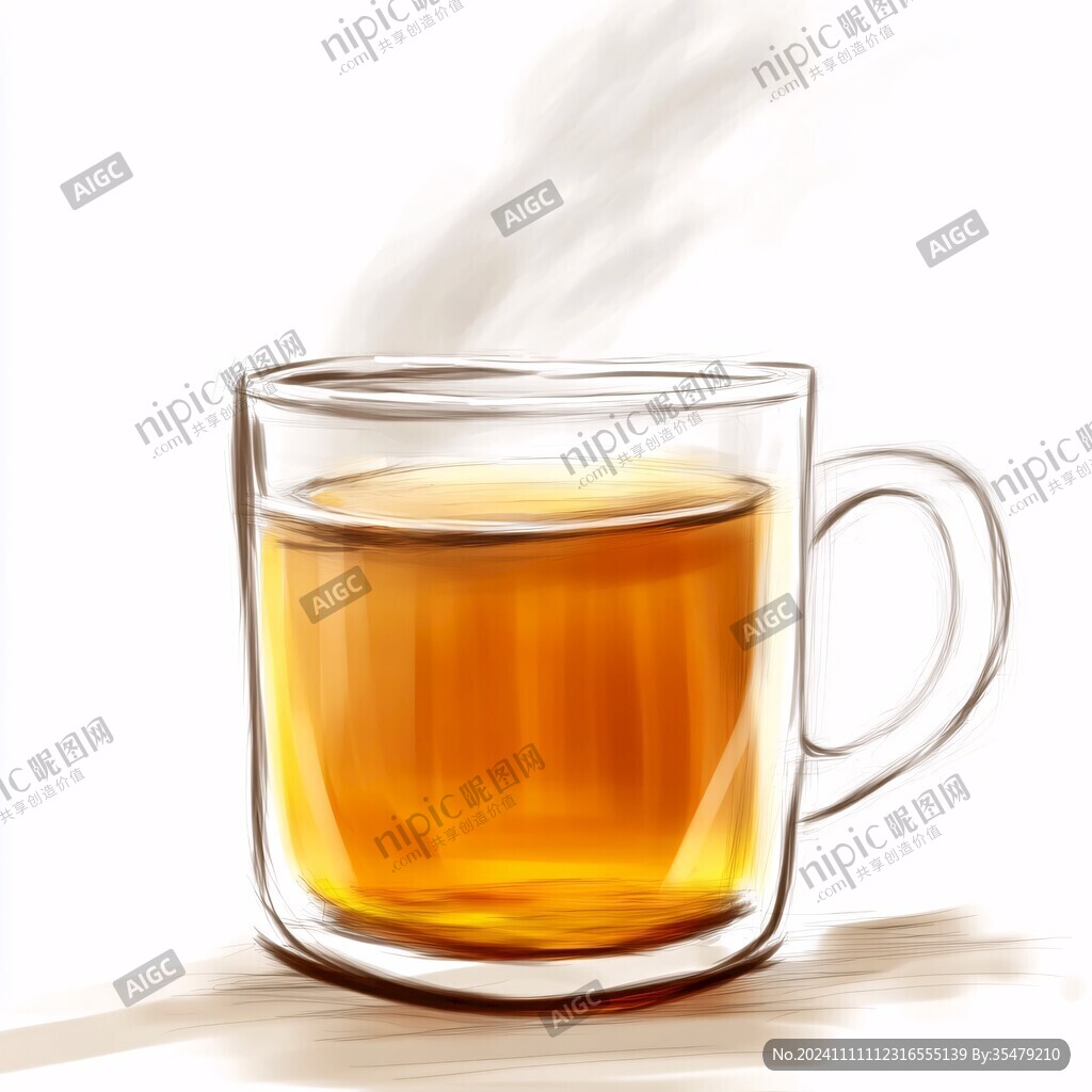 手绘茶饮玻璃杯卡通风