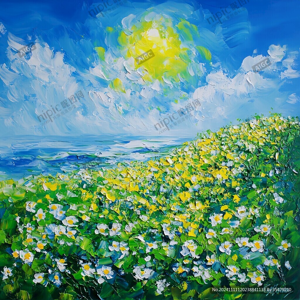 小黄花油画