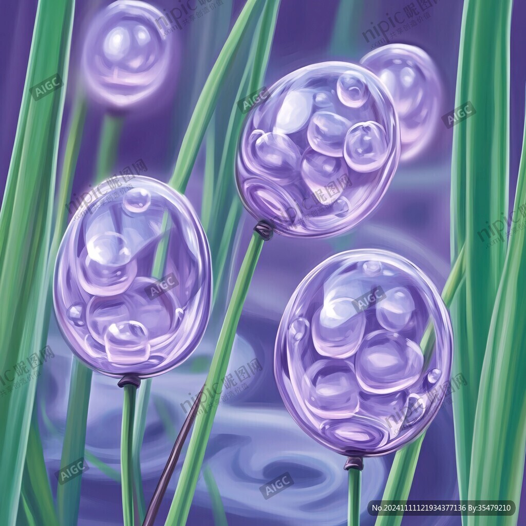 紫色梦幻细胞流体画