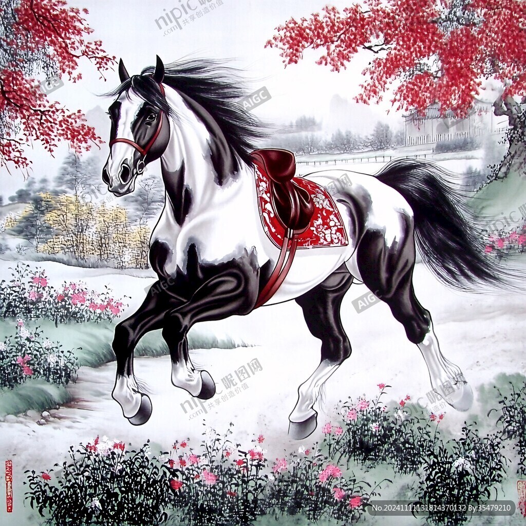 立体国画马