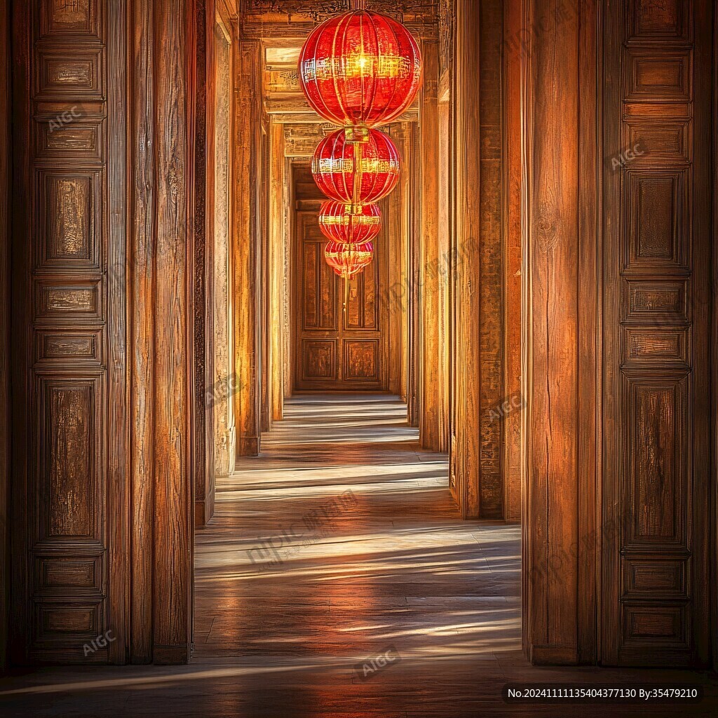 古建筑走廊复古灯