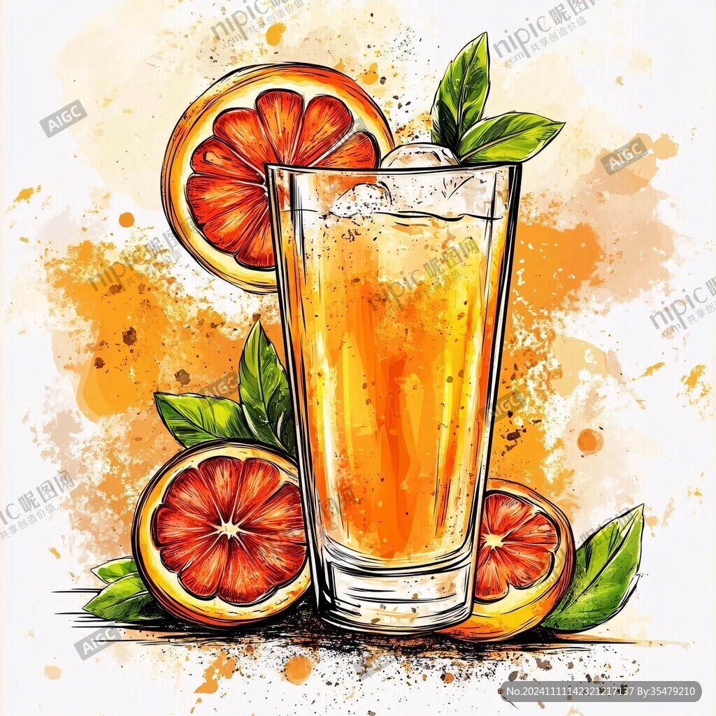 汽水果汁插画
