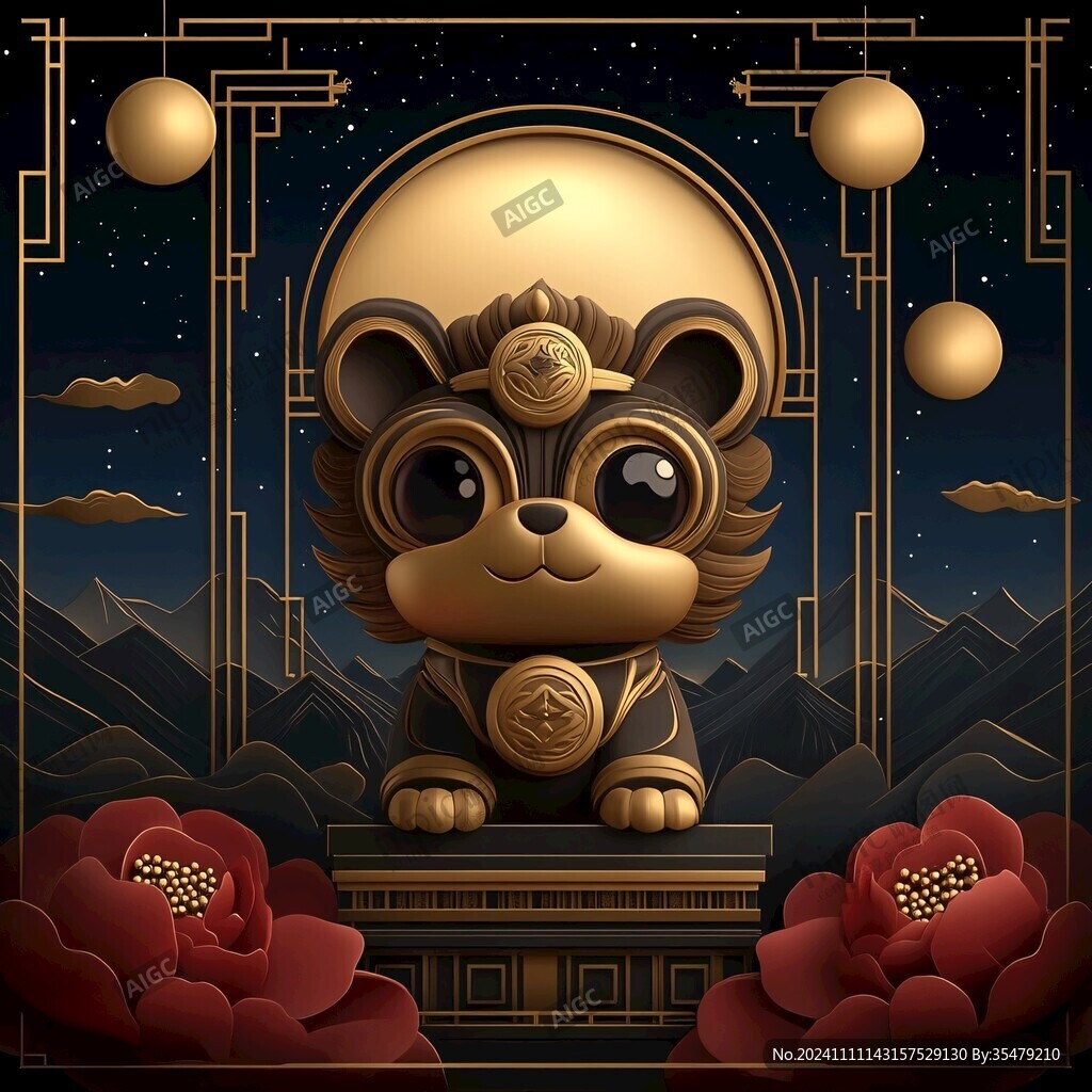 狮来运转包装插画
