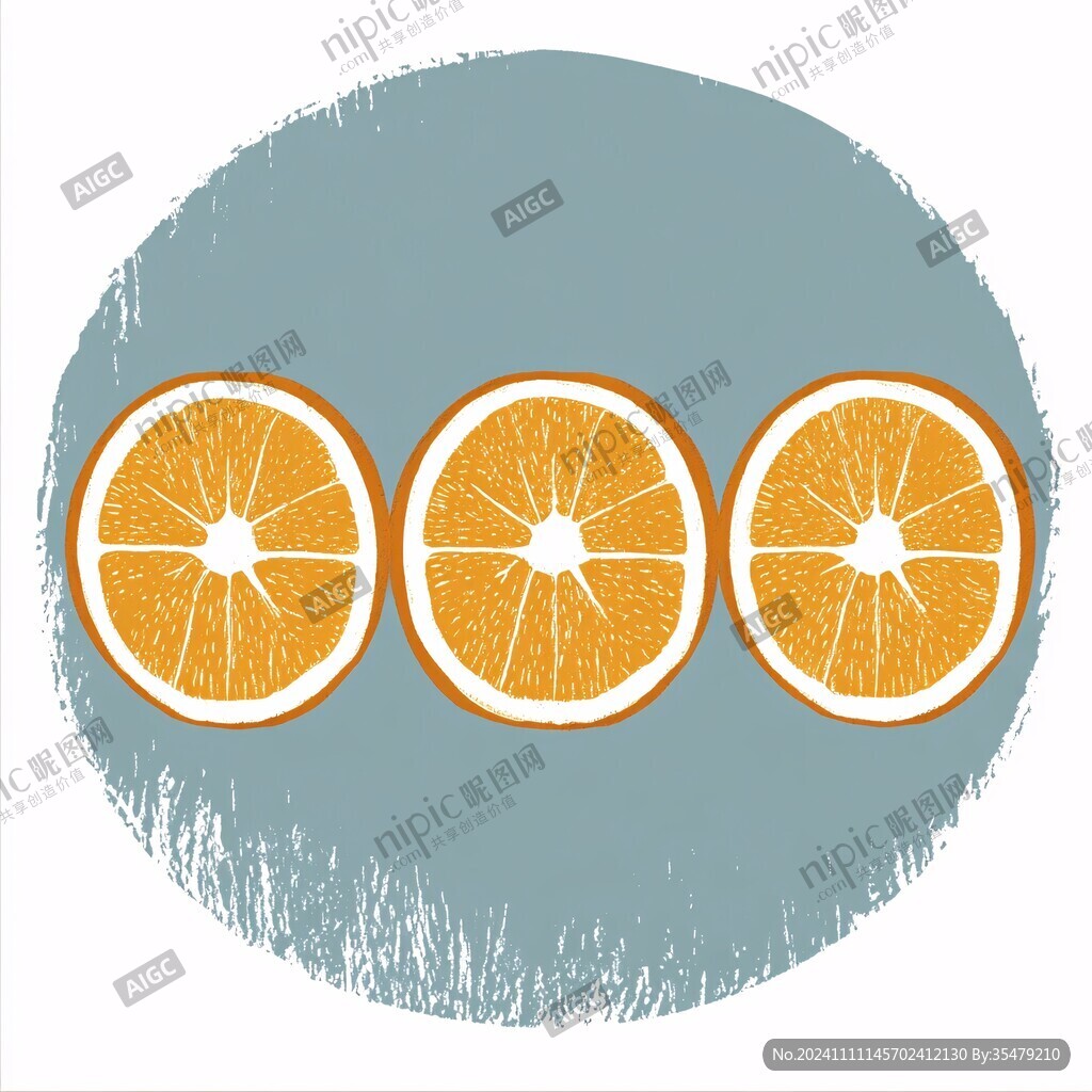 版画风线条橙子