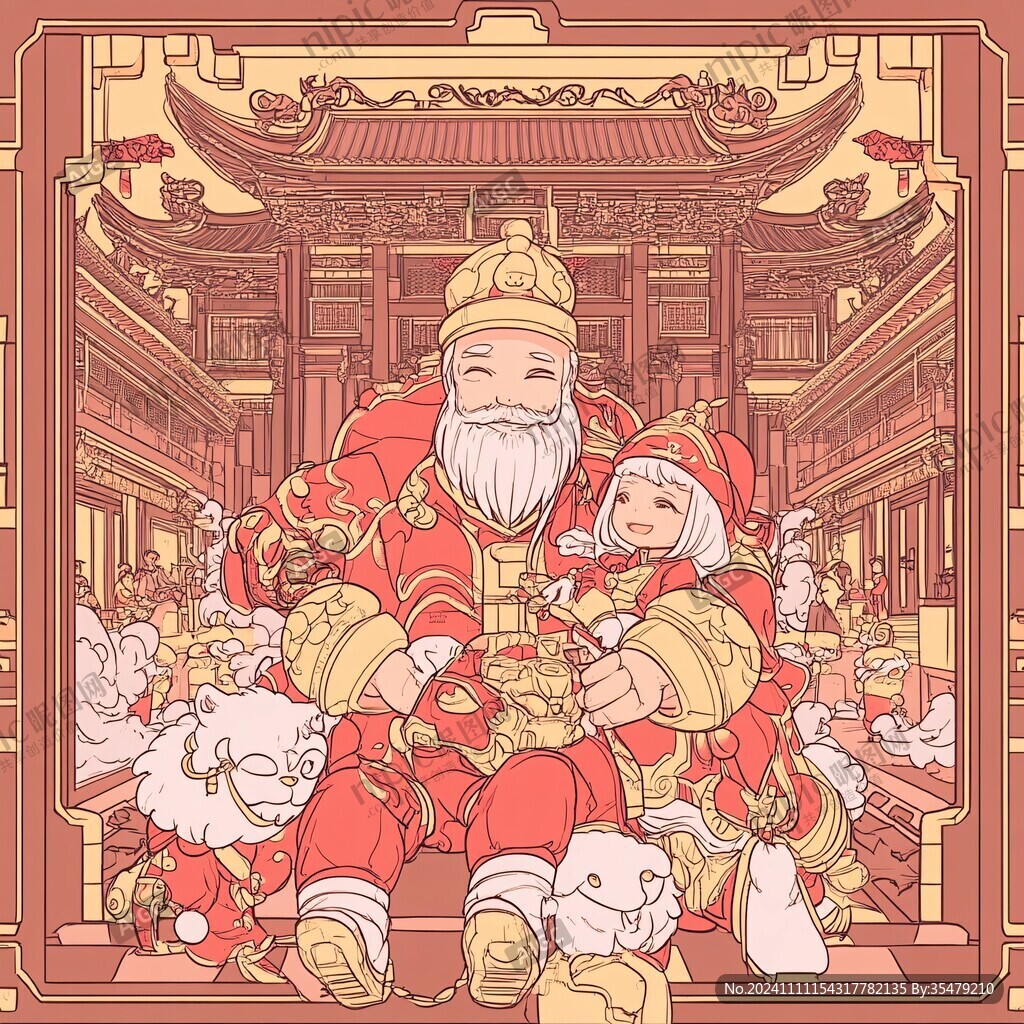 福禄寿插画文创插画