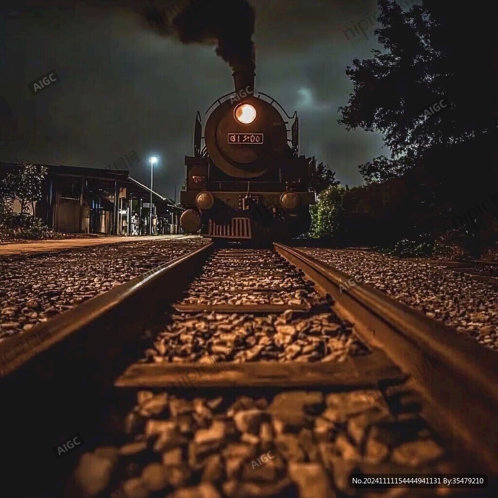 夜晚铁道口