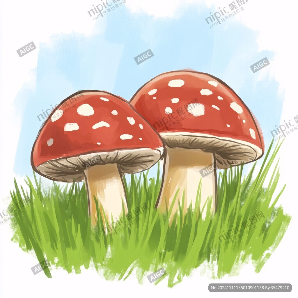 红菇插画手绘