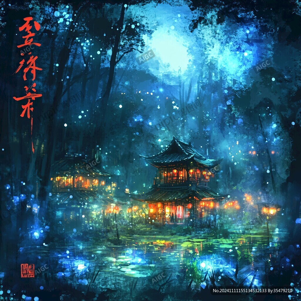 插画爱晚亭