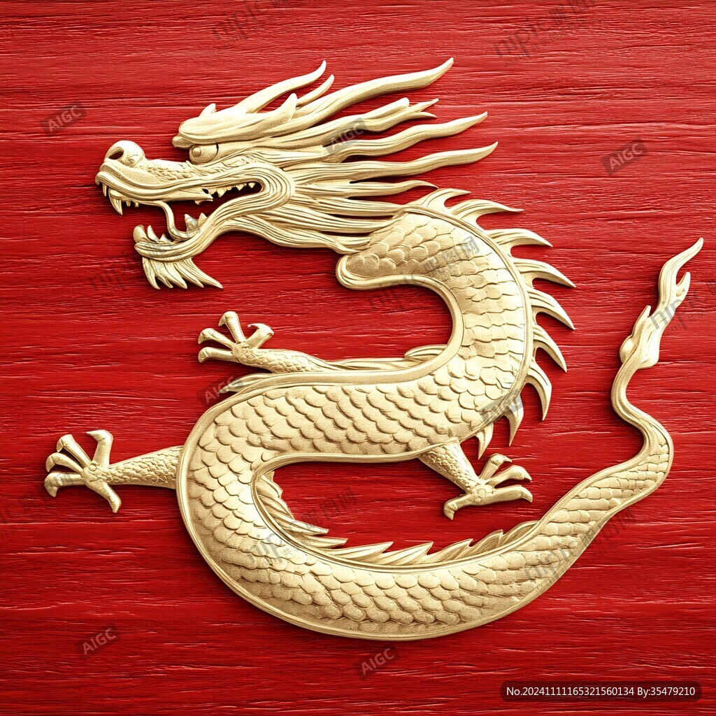 红色中国风龙手绘