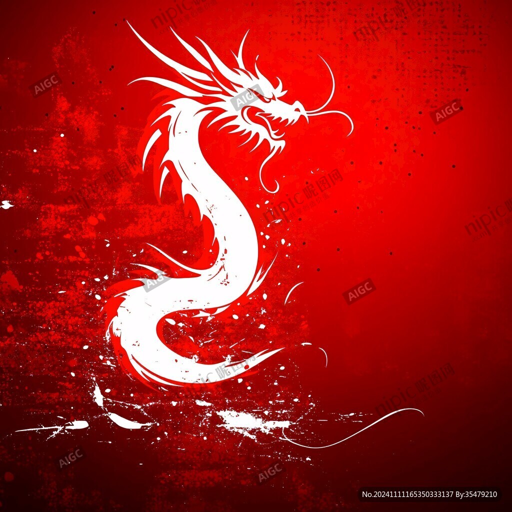 红色中国风龙手绘