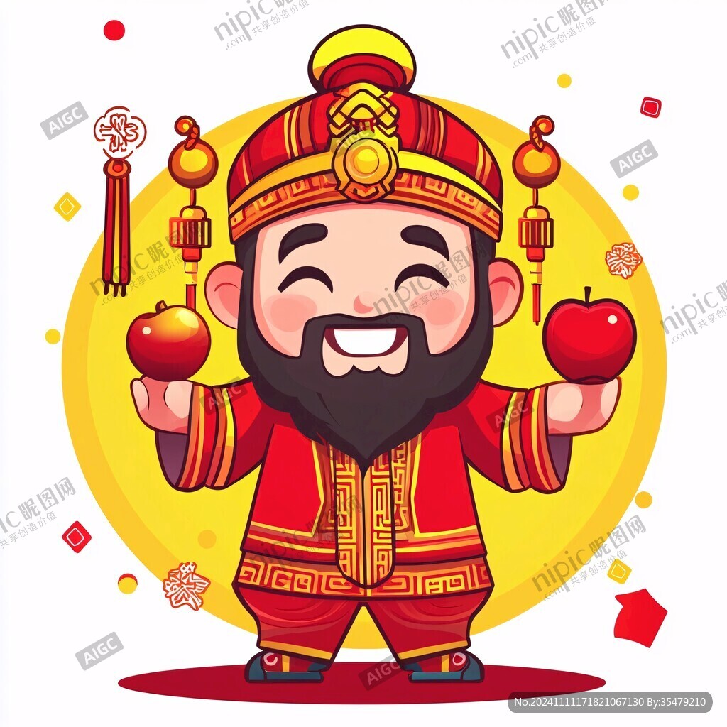 恭喜发财卡通财神爷