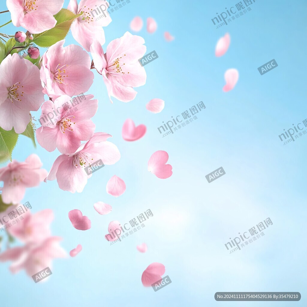 桃花蓝底图